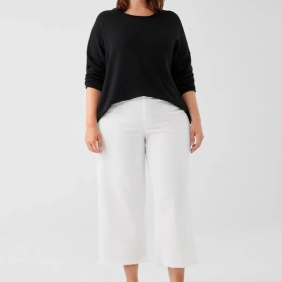 Eileen Fisher White Organic Cotton Jean Ankle Length Frayed Hem 3X Plus Summer - Picture 16 of 16